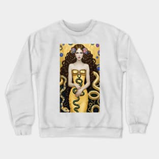 Gustav Klimt's Serpent Charms: Women Enchanted by Snakes Crewneck Sweatshirt